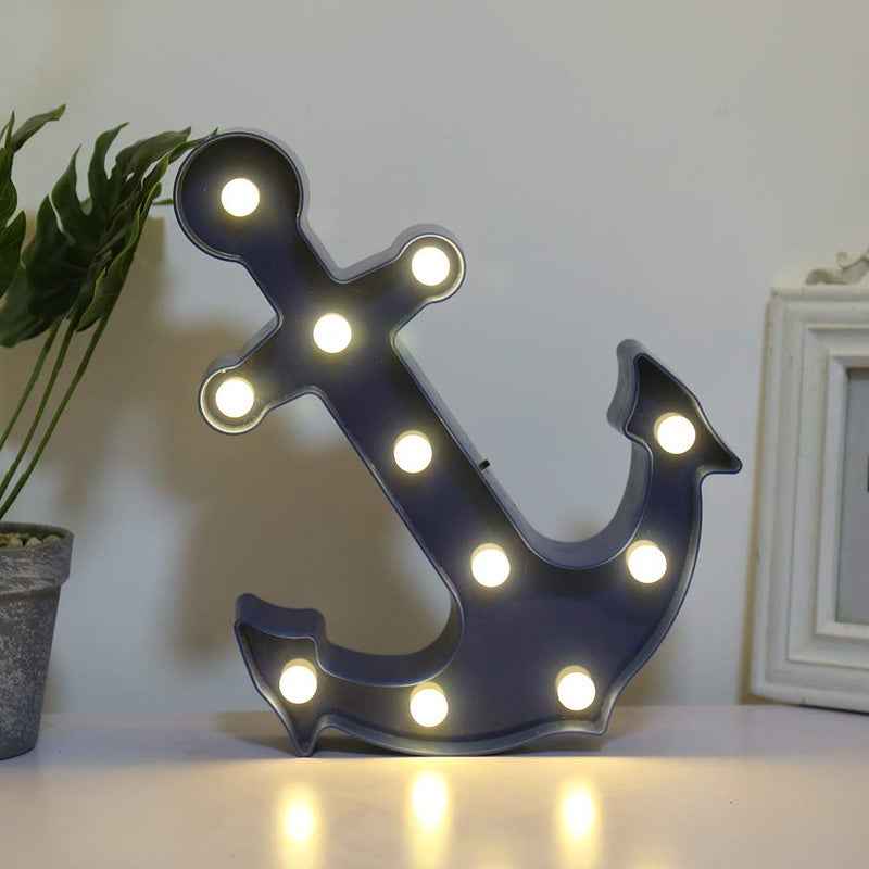 FUCHSUN $$$ LED Marquee Signs Lighting Night Light Room Party Decoration Holiday (Blue Anchor) - Image 1
